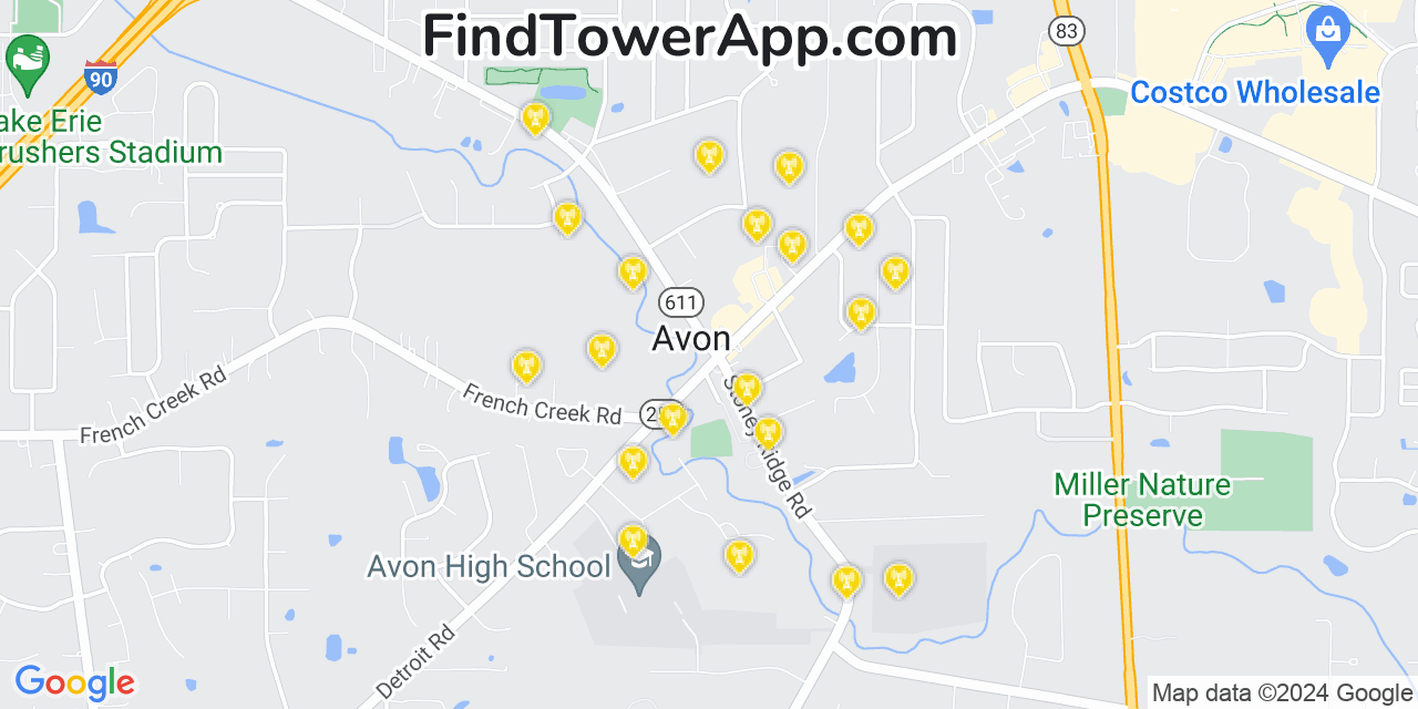 T-Mobile 4G/5G cell tower coverage map Avon, Ohio