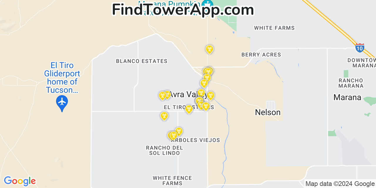 T-Mobile 4G/5G cell tower coverage map Avra Valley, Arizona