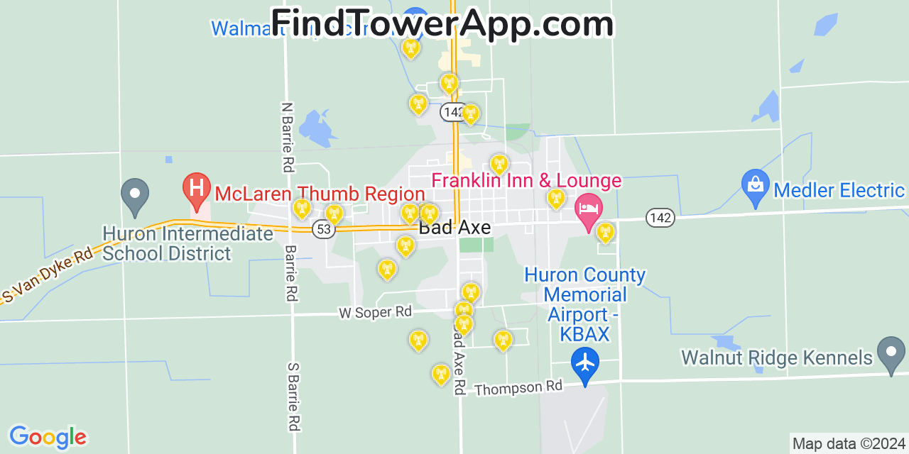 T-Mobile 4G/5G cell tower coverage map Bad Axe, Michigan