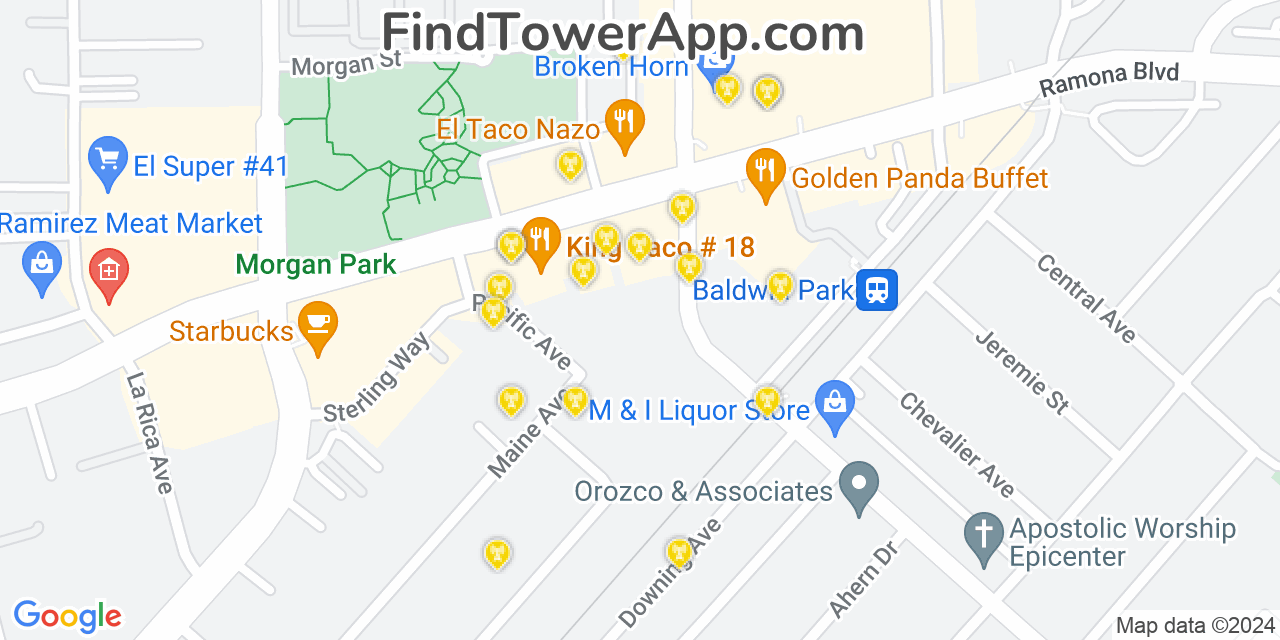 T-Mobile 4G/5G cell tower coverage map Baldwin Park, California