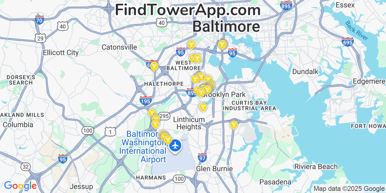 Baltimore Highlands AT&T Cell Towers, Maryland - FindTower App