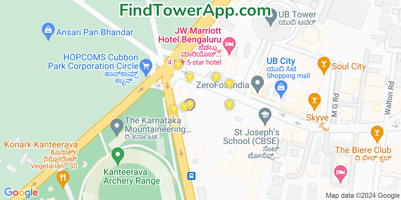 Bangalore (India) 4G/5G cell tower coverage map