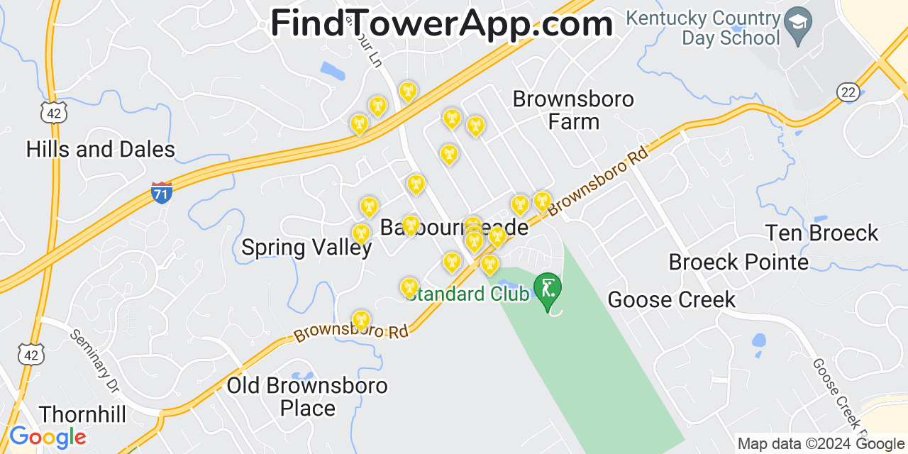 T-Mobile 4G/5G cell tower coverage map Barbourmeade, Kentucky