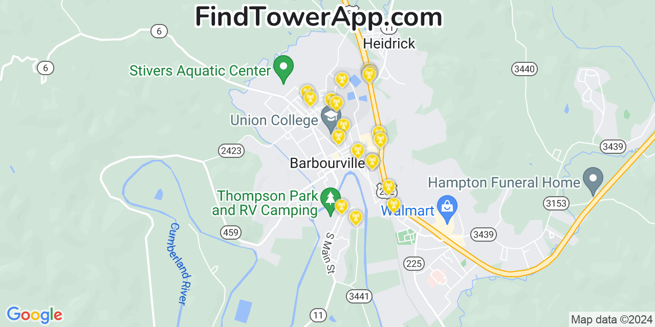 T-Mobile 4G/5G cell tower coverage map Barbourville, Kentucky