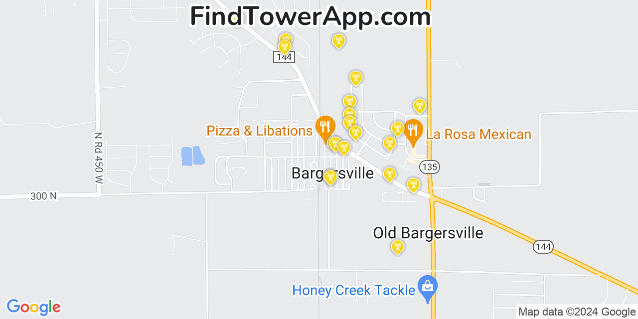 AT&T 4G/5G cell tower coverage map Bargersville, Indiana