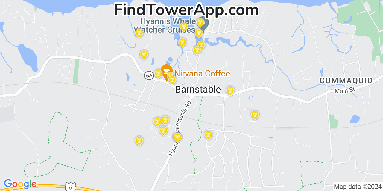 T-Mobile 4G/5G cell tower coverage map Barnstable, Massachusetts