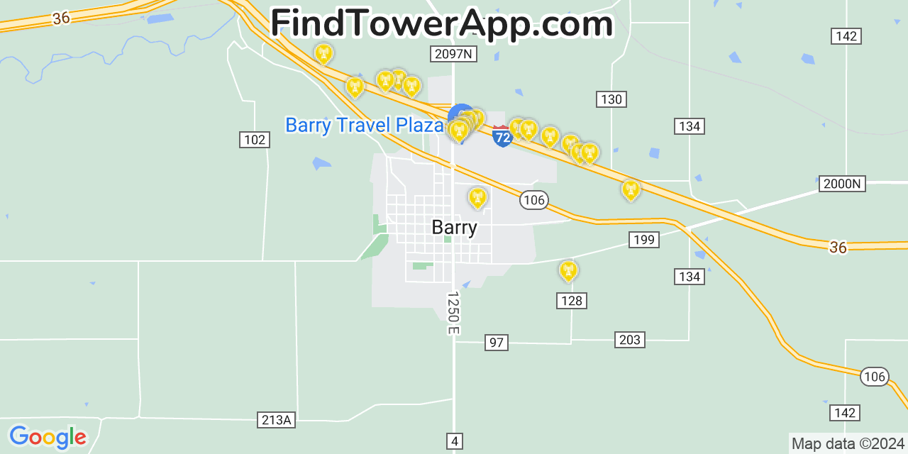 T-Mobile 4G/5G cell tower coverage map Barry, Illinois