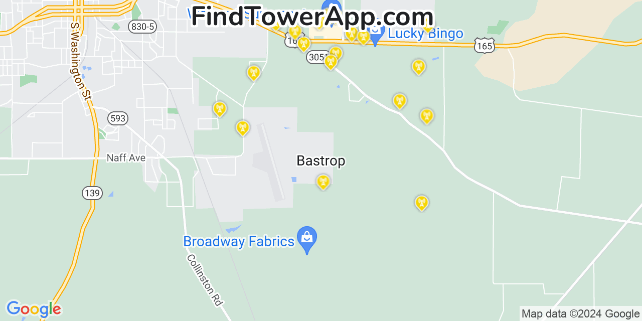 Verizon 4G/5G cell tower coverage map Bastrop, Louisiana