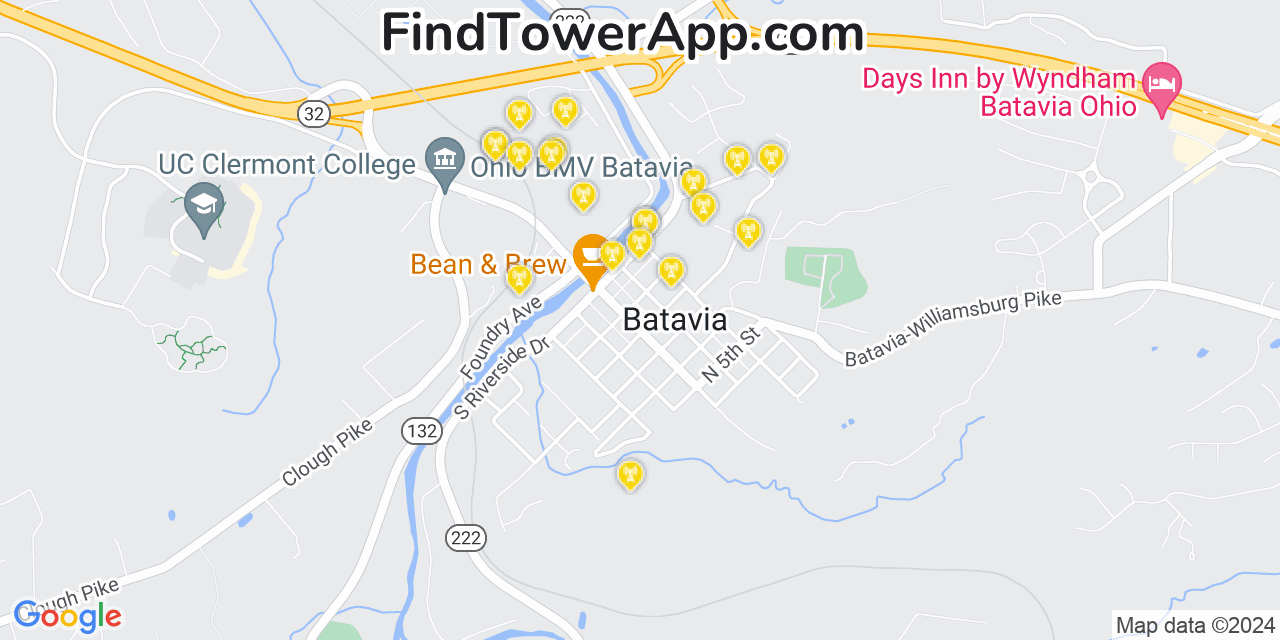 Verizon 4G/5G cell tower coverage map Batavia, Ohio