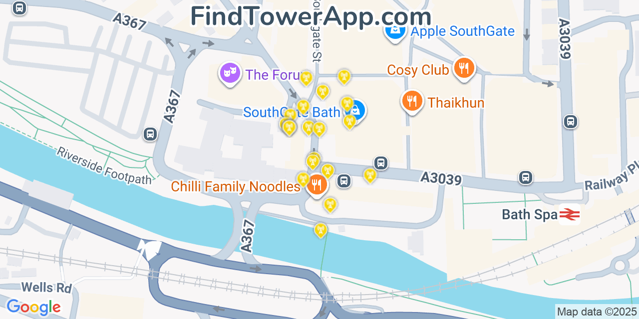 Bath Cell Towers, United-Kingdom - FindTower App Coverage Maps