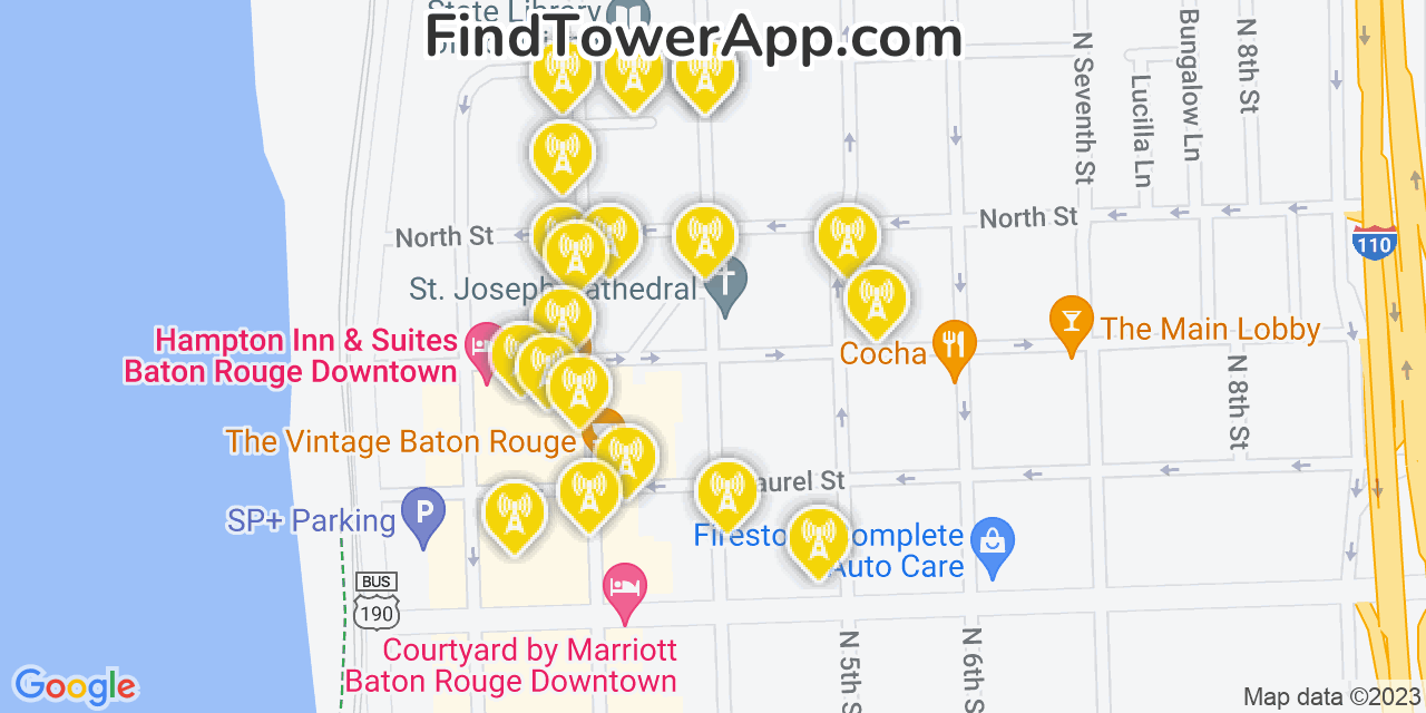 Baton Rouge Louisiana Cell Tower Coverage Map