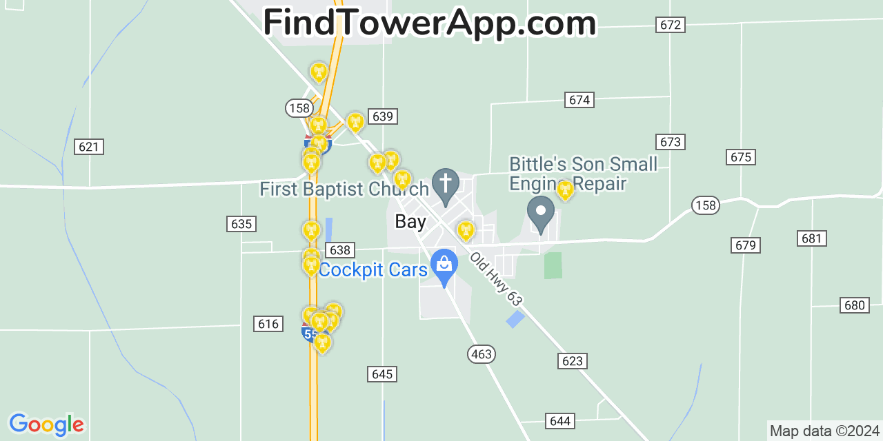 AT&T 4G/5G cell tower coverage map Bay, Arkansas