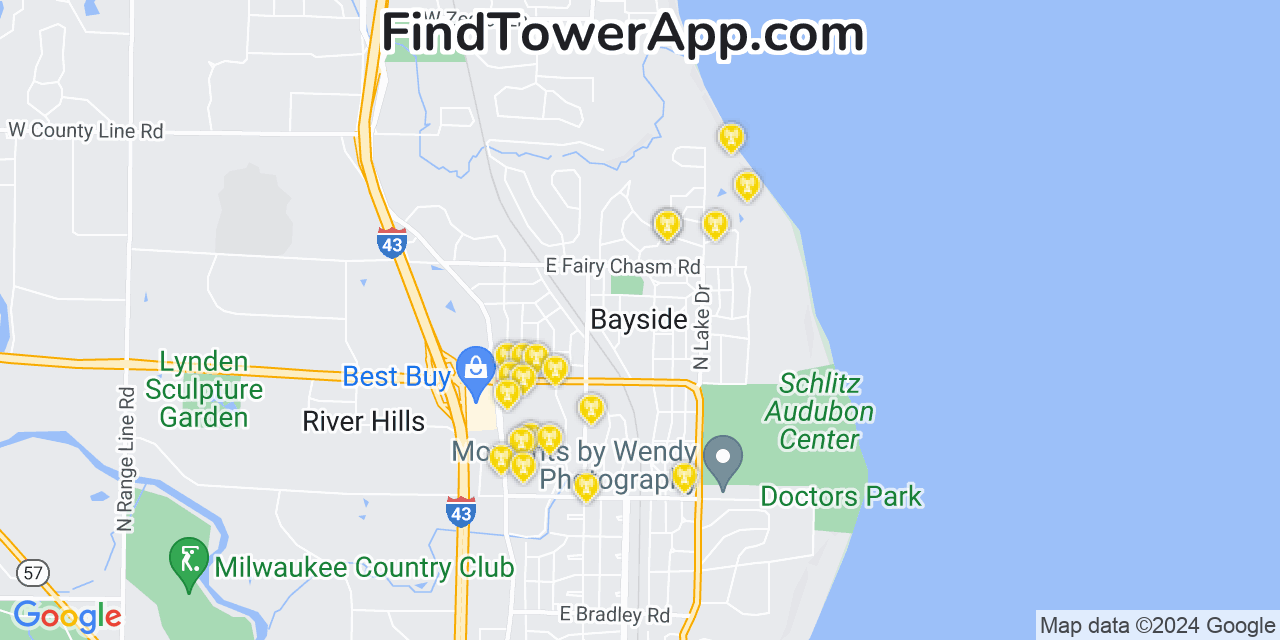 T-Mobile 4G/5G cell tower coverage map Bayside, Wisconsin