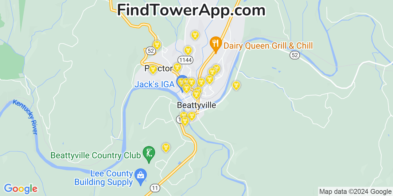 T-Mobile 4G/5G cell tower coverage map Beattyville, Kentucky