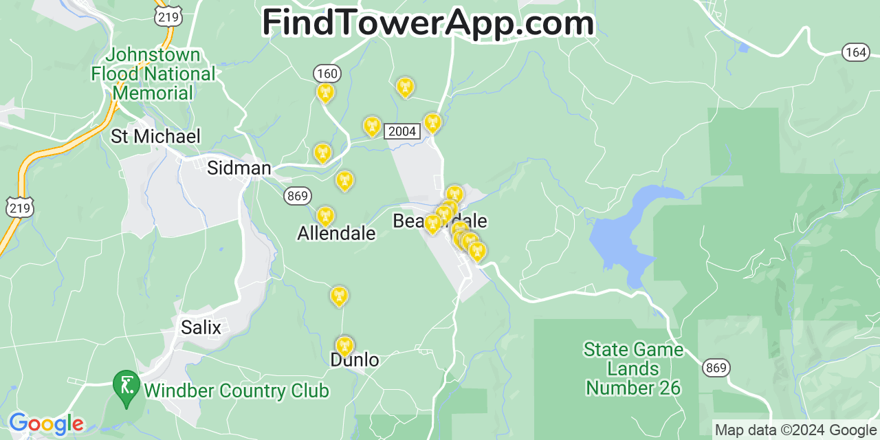 T-Mobile 4G/5G cell tower coverage map Beaverdale, Pennsylvania