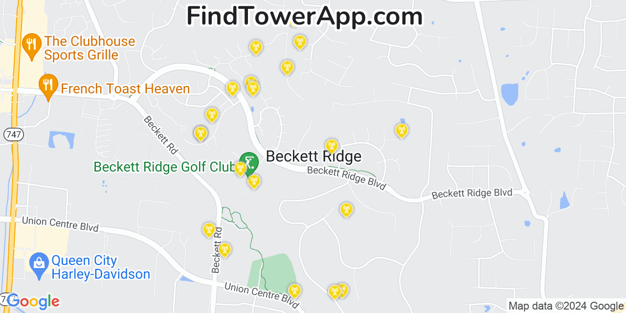 T-Mobile 4G/5G cell tower coverage map Beckett Ridge, Ohio