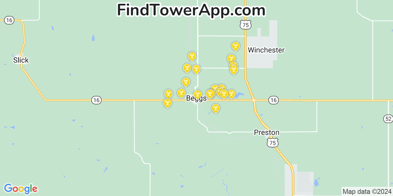 Verizon 4G/5G cell tower coverage map Beggs, Oklahoma