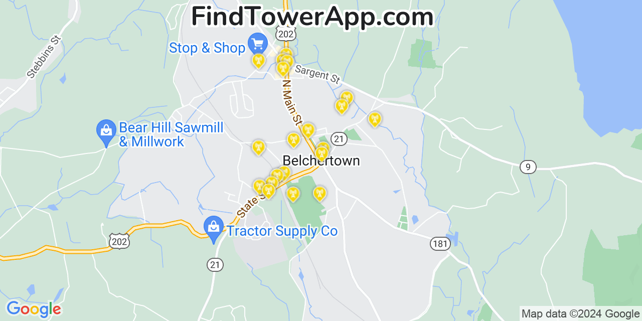 T-Mobile 4G/5G cell tower coverage map Belchertown, Massachusetts