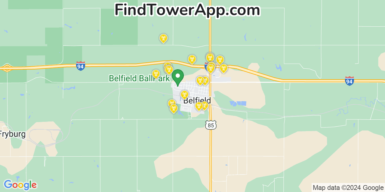 Verizon 4G/5G cell tower coverage map Belfield, North Dakota