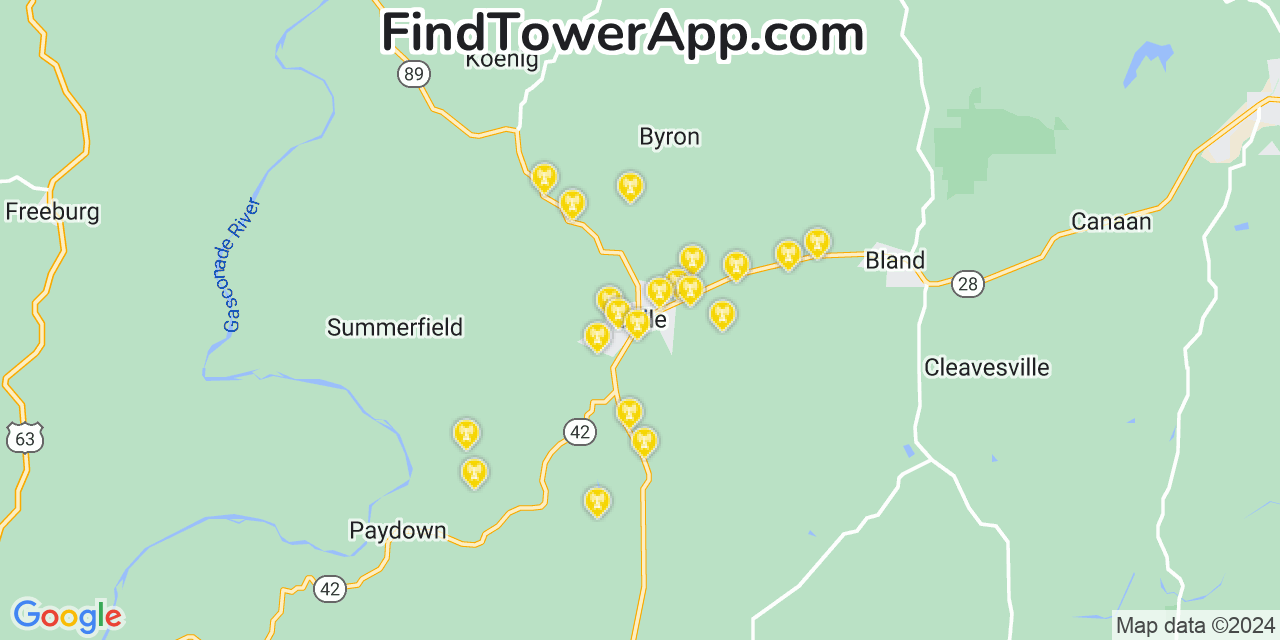 AT&T 4G/5G cell tower coverage map Belle, Missouri