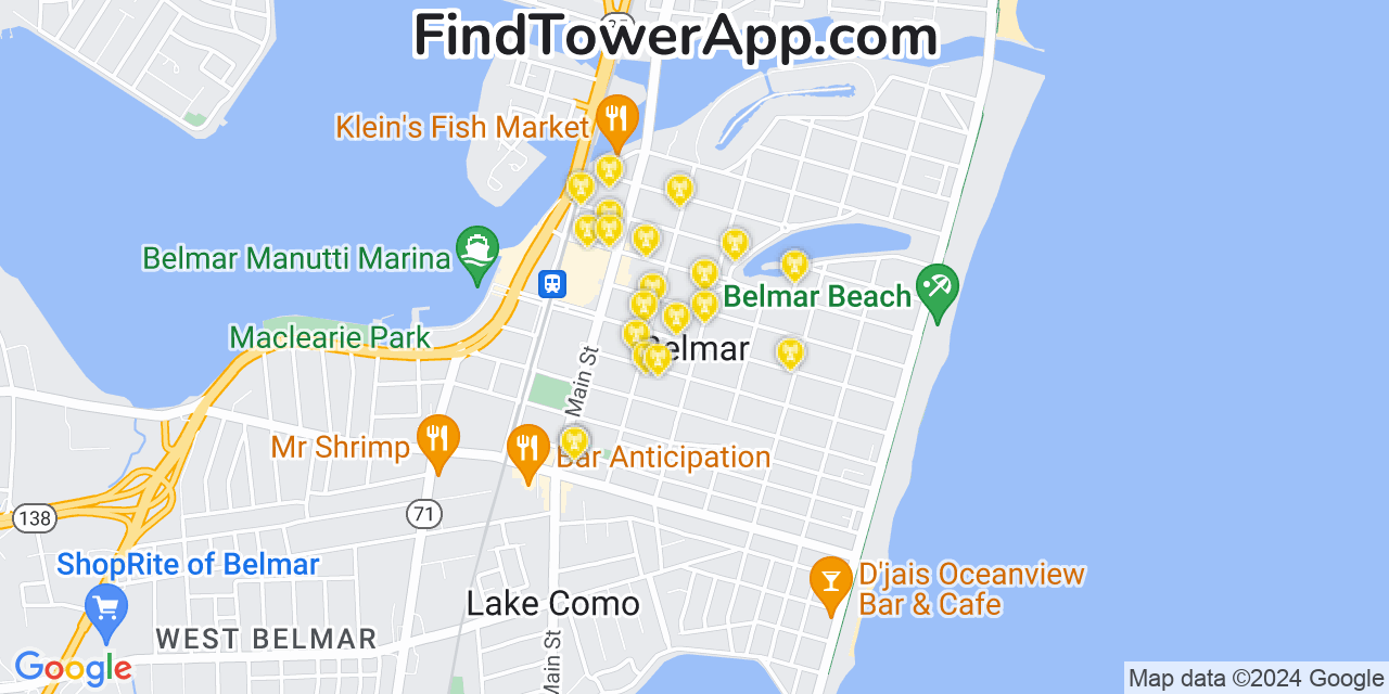 T-Mobile 4G/5G cell tower coverage map Belmar, New Jersey