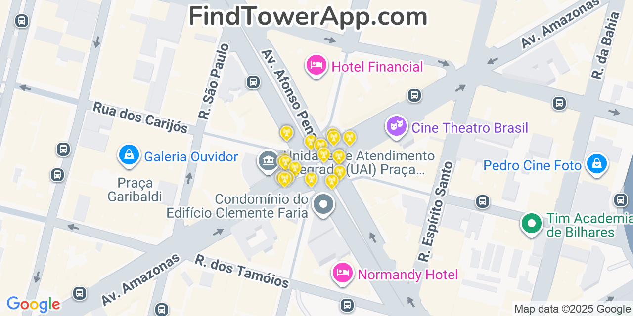 Belo-Horizonte Cell Towers, Brazil - FindTower App Coverage Maps
