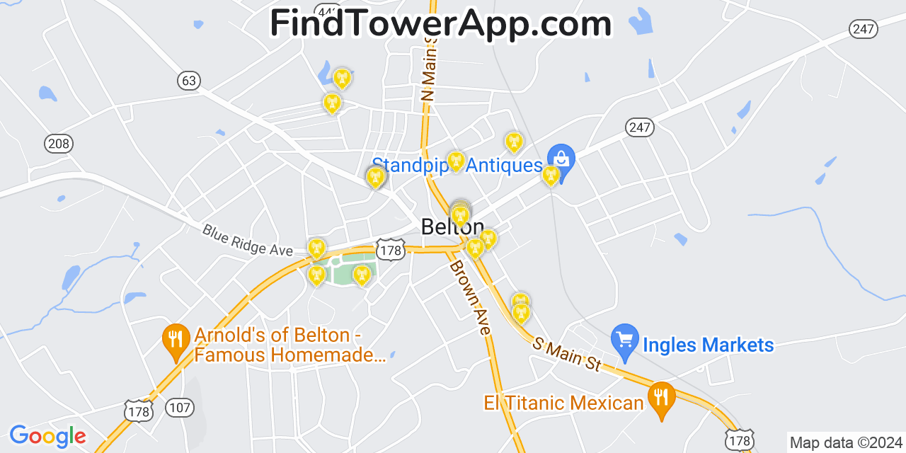 T-Mobile 4G/5G cell tower coverage map Belton, South Carolina