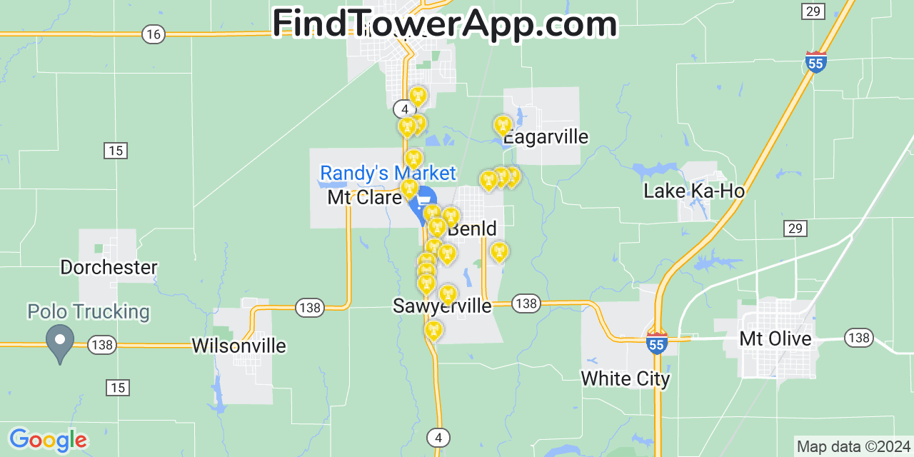 T-Mobile 4G/5G cell tower coverage map Benld, Illinois