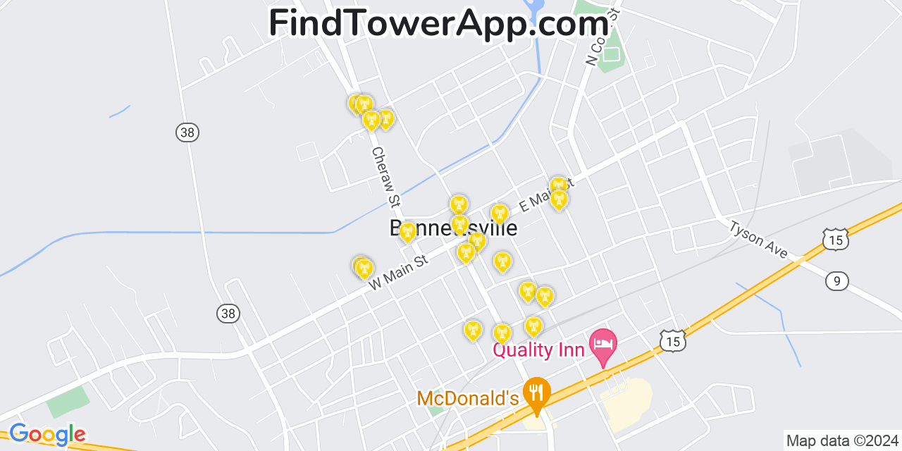 AT&T 4G/5G cell tower coverage map Bennettsville, South Carolina