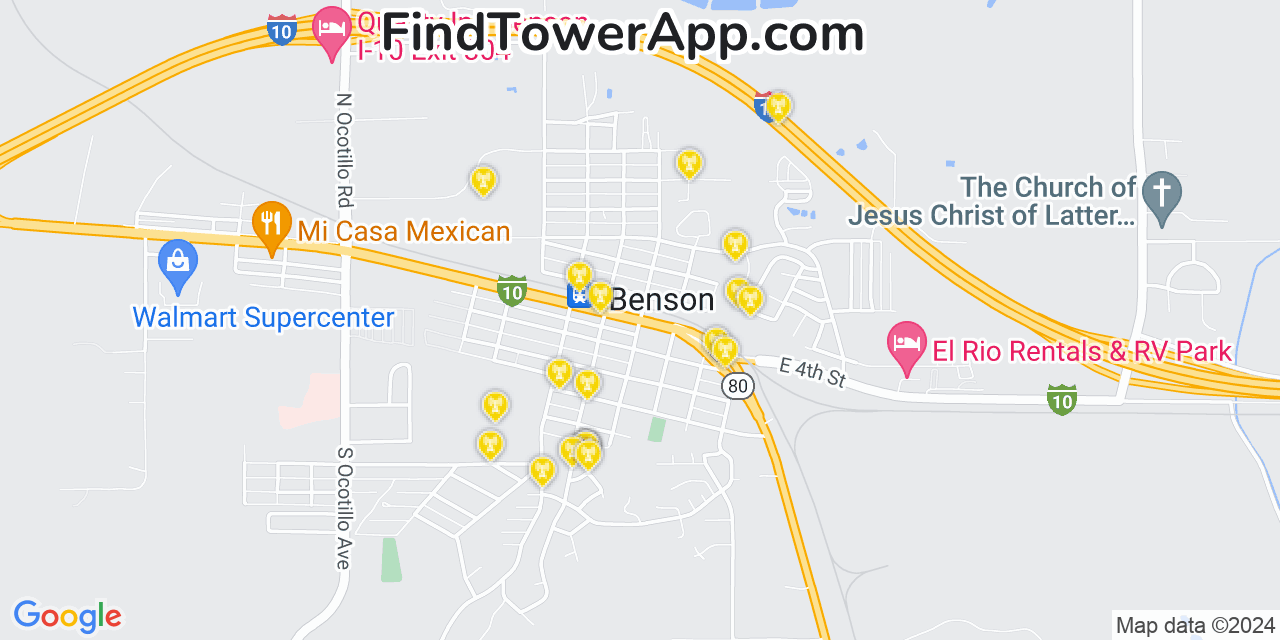 T-Mobile 4G/5G cell tower coverage map Benson, Arizona