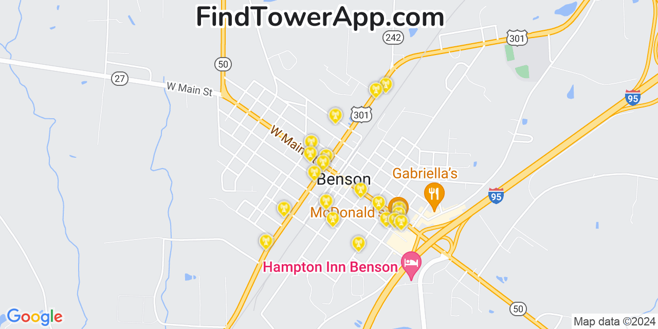 Verizon 4G/5G cell tower coverage map Benson, North Carolina