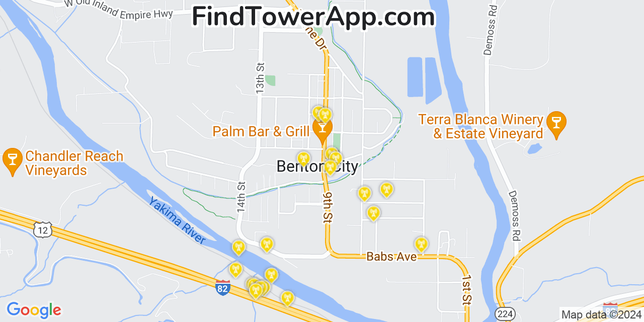 AT&T 4G/5G cell tower coverage map Benton City, Washington