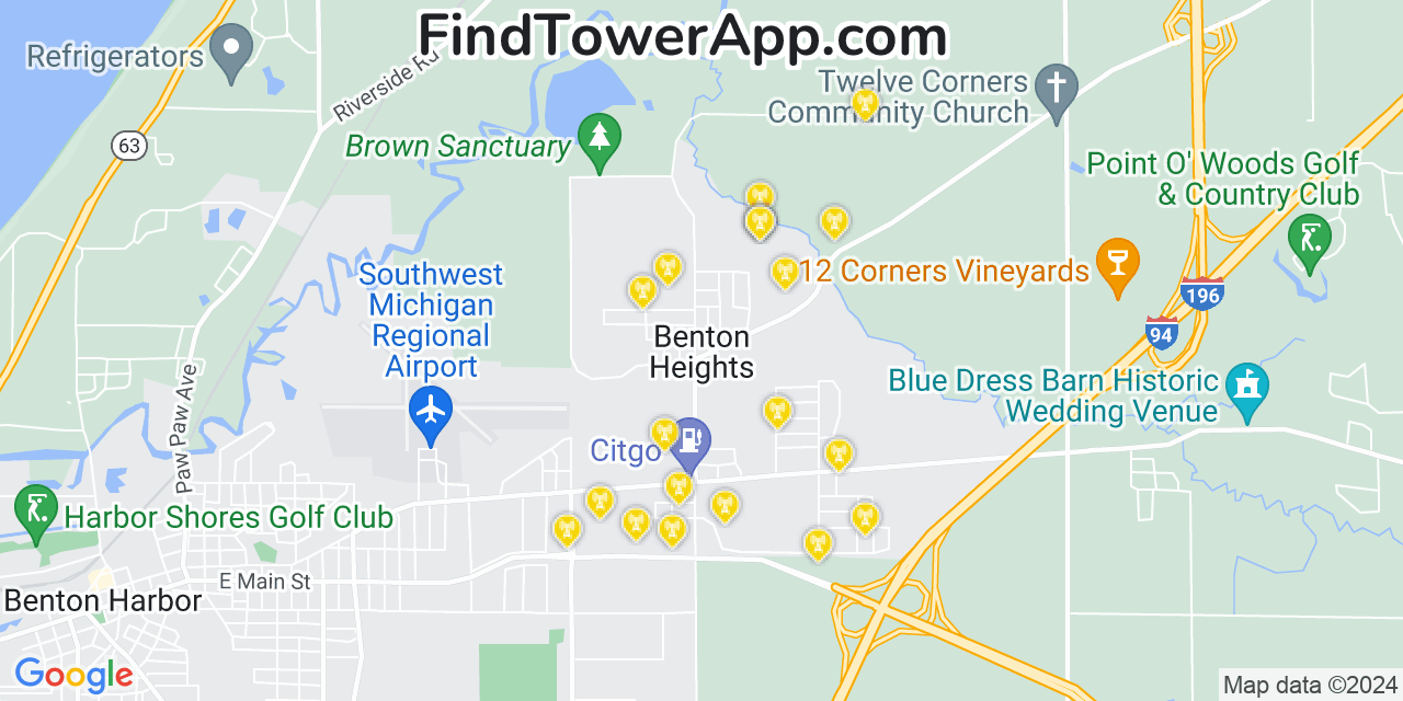 Verizon 4G/5G cell tower coverage map Benton Heights, Michigan