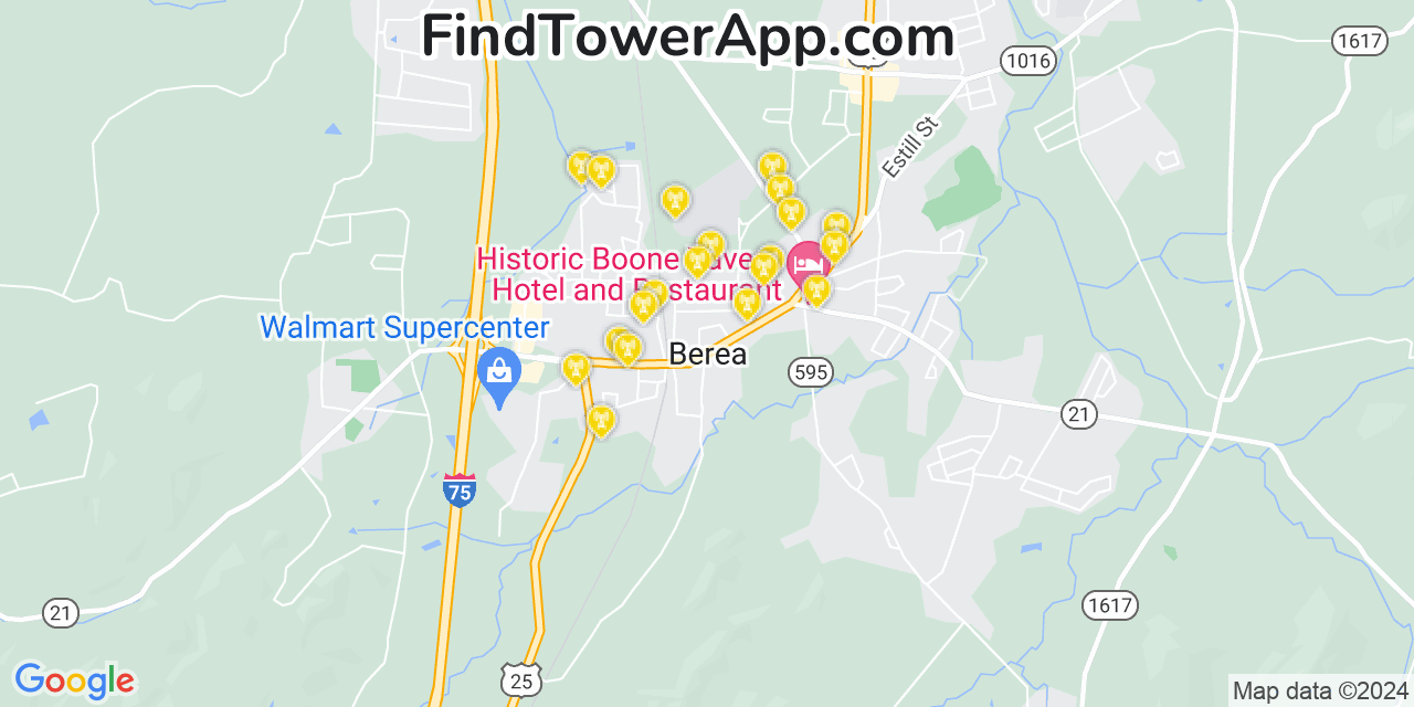 AT&T 4G/5G cell tower coverage map Berea, Kentucky