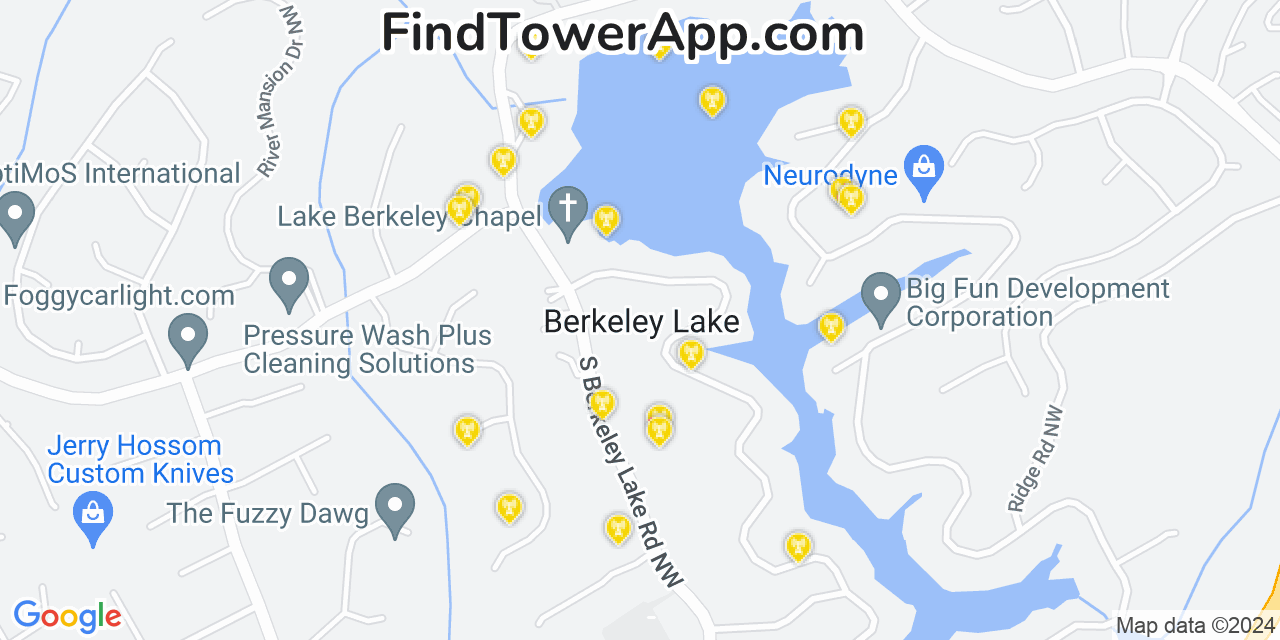 T-Mobile 4G/5G cell tower coverage map Berkeley Lake, Georgia