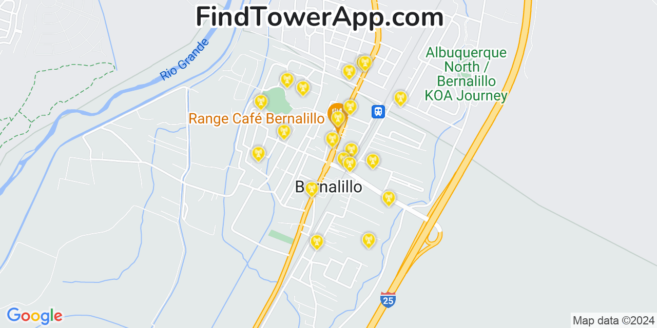 Verizon 4G/5G cell tower coverage map Bernalillo, New Mexico