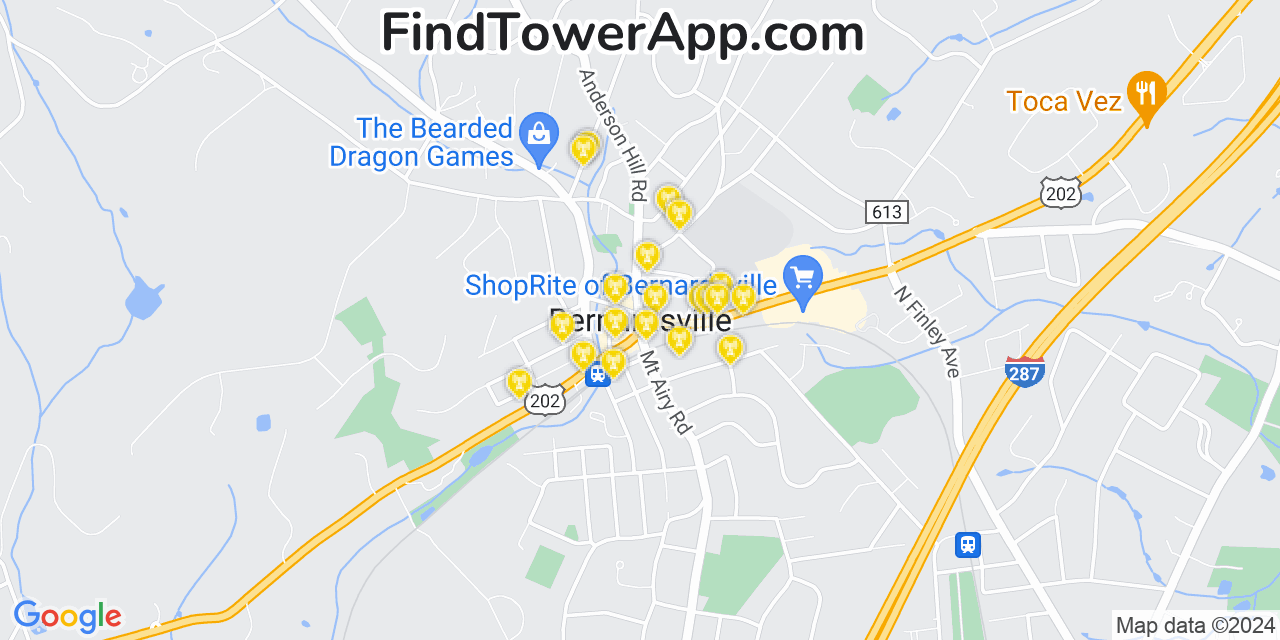 Verizon 4G/5G cell tower coverage map Bernardsville, New Jersey