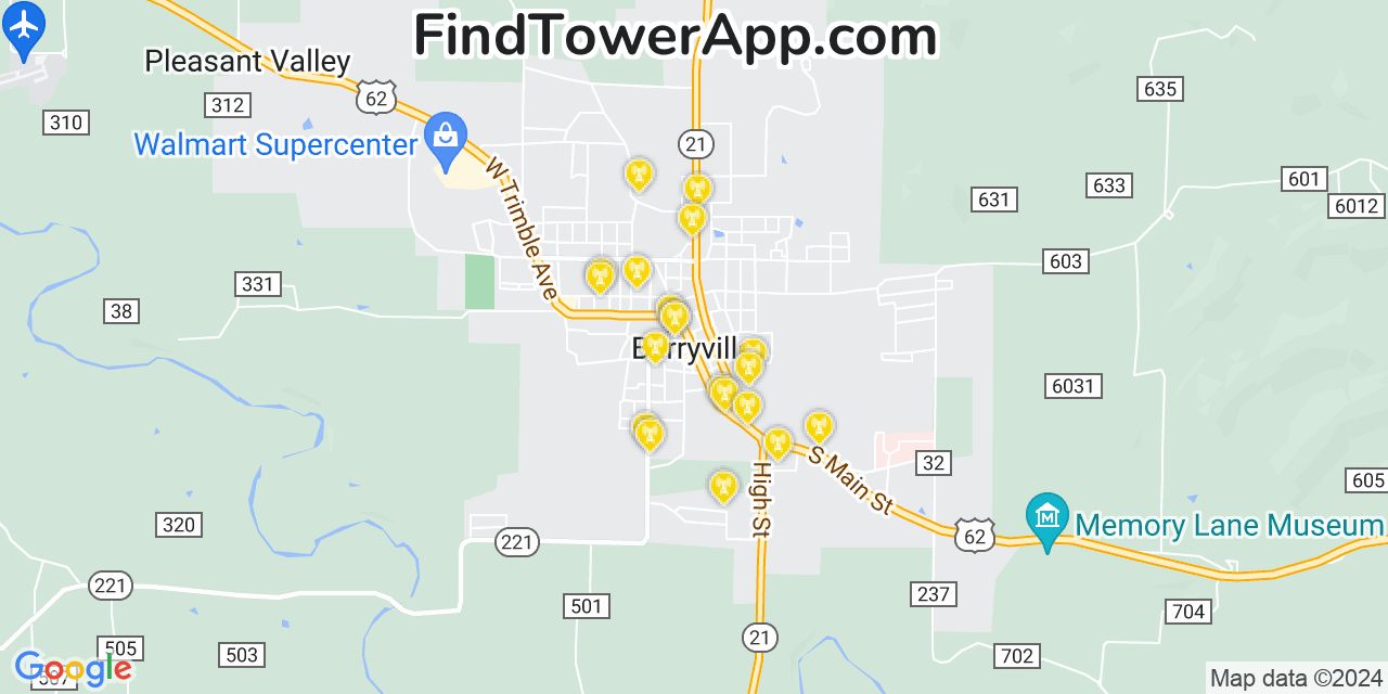 T-Mobile 4G/5G cell tower coverage map Berryville, Arkansas