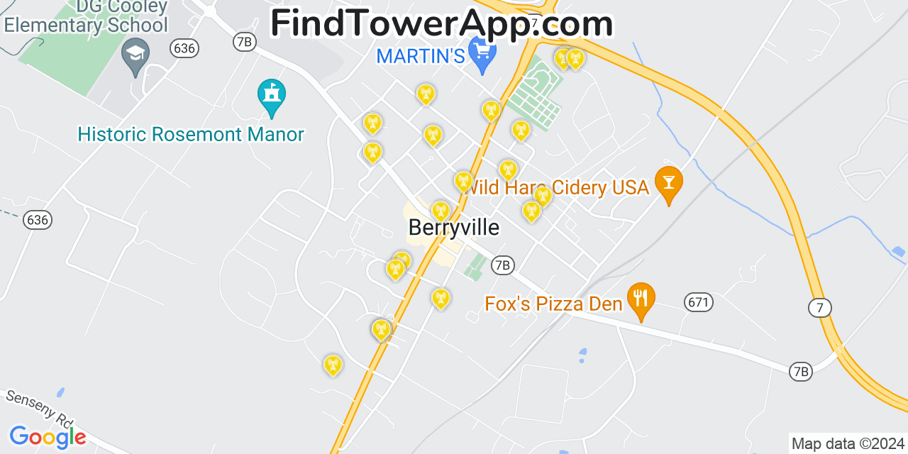 Verizon 4G/5G cell tower coverage map Berryville, Virginia