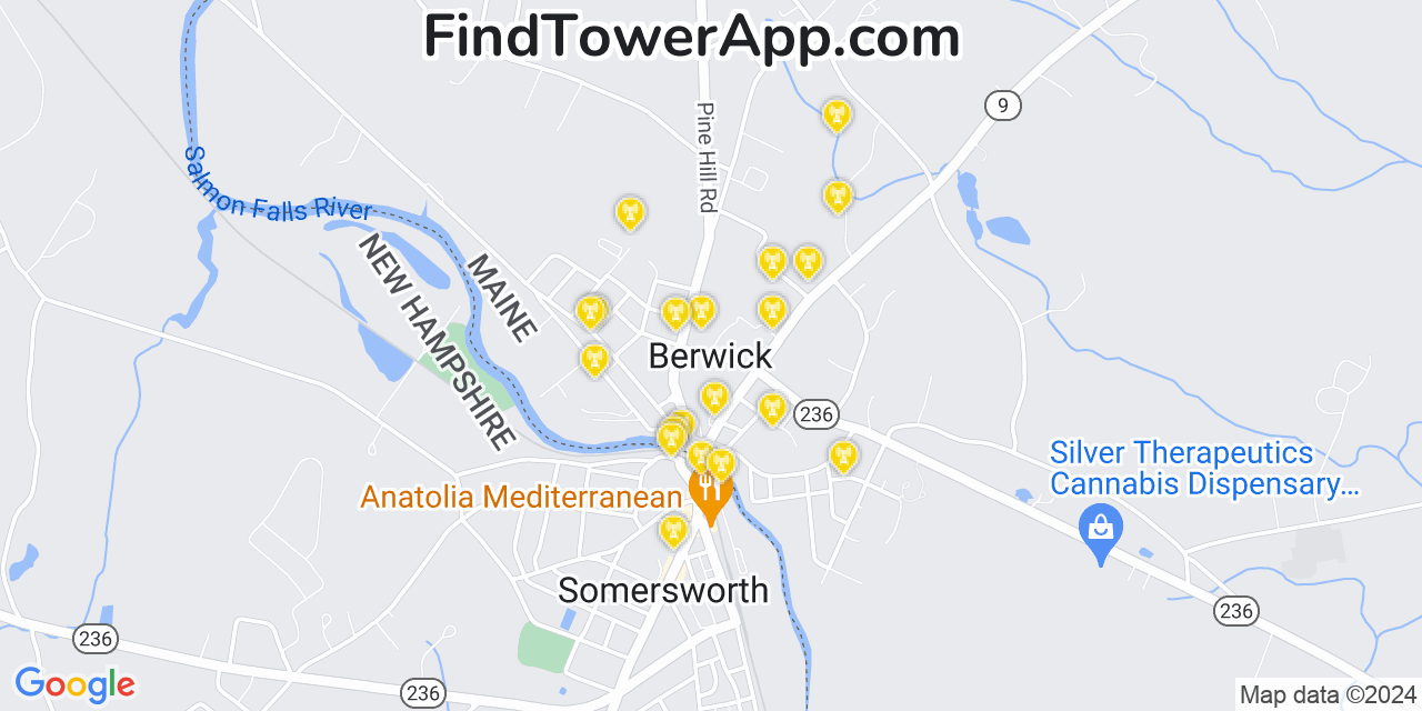 Verizon 4G/5G cell tower coverage map Berwick, Maine