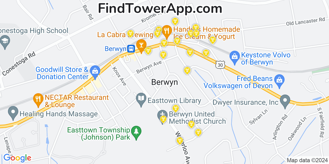 T-Mobile 4G/5G cell tower coverage map Berwyn, Pennsylvania