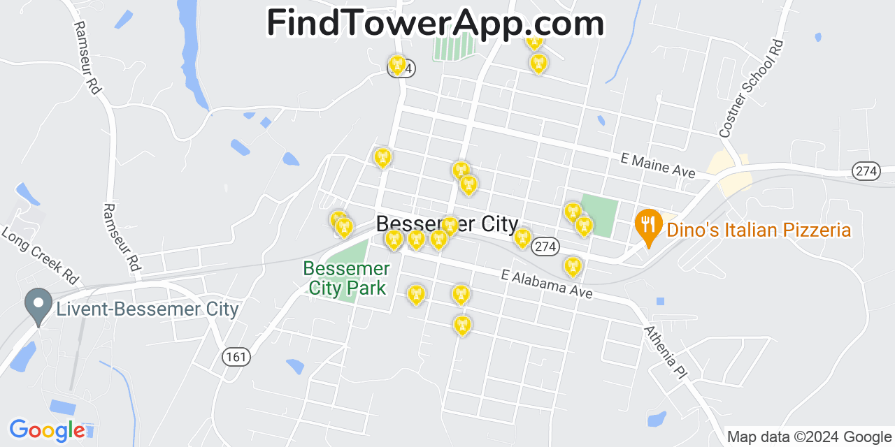 T-Mobile 4G/5G cell tower coverage map Bessemer City, North Carolina