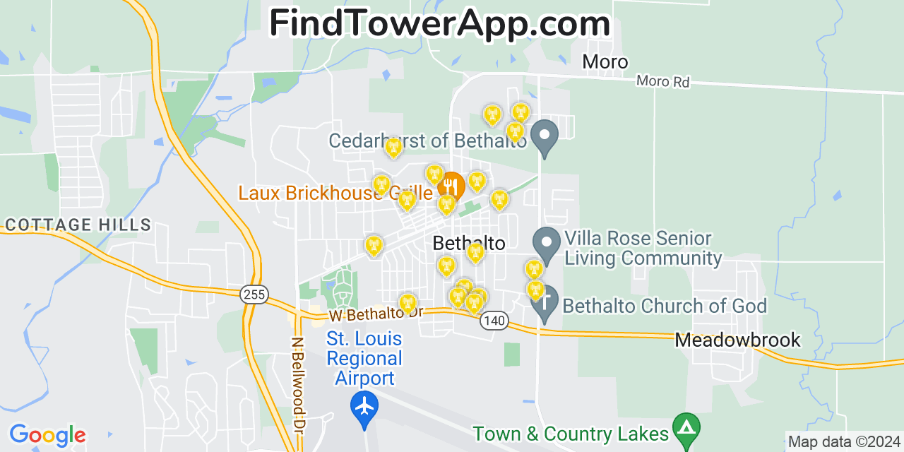 AT&T 4G/5G cell tower coverage map Bethalto, Illinois