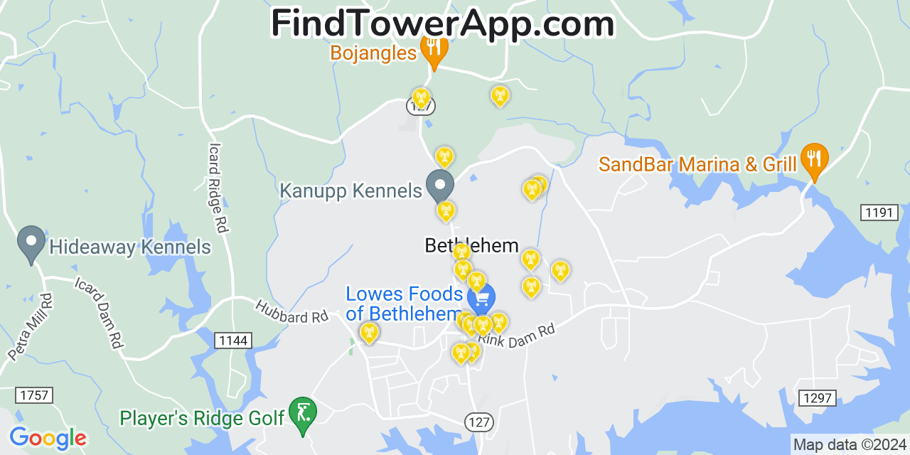 T-Mobile 4G/5G cell tower coverage map Bethlehem, North Carolina