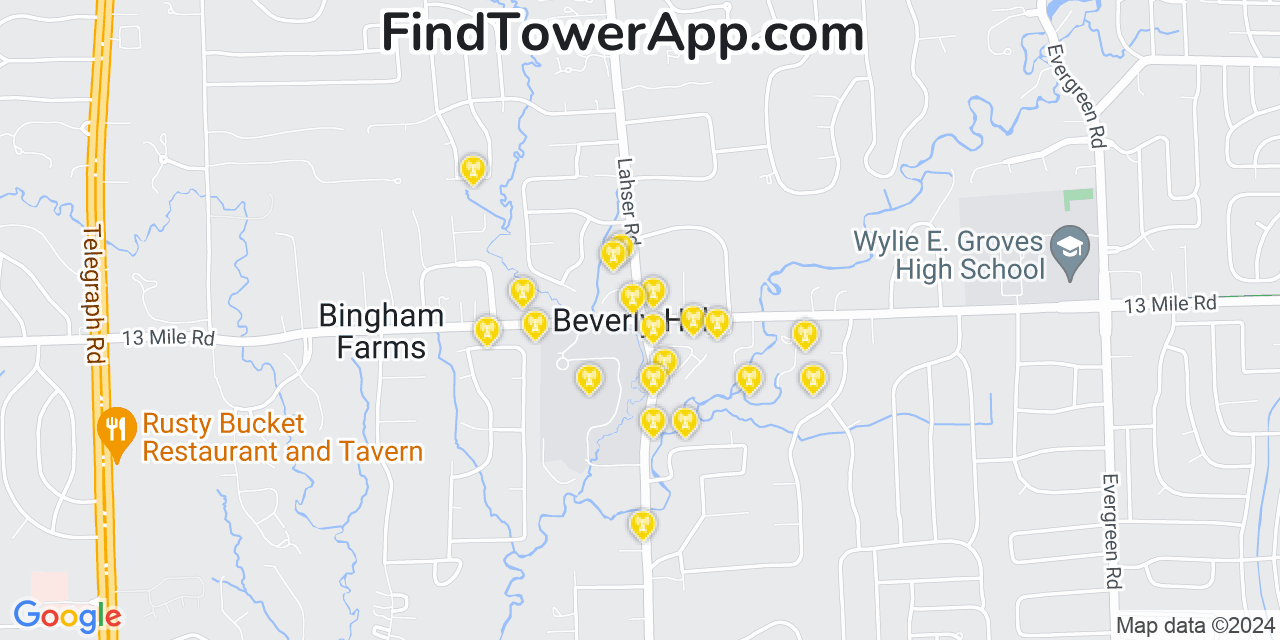 T-Mobile 4G/5G cell tower coverage map Beverly Hills, Michigan