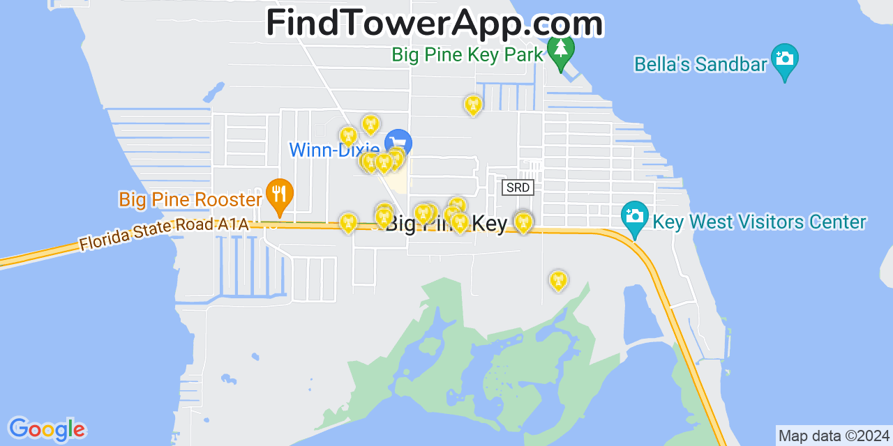 Verizon 4G/5G cell tower coverage map Big Pine Key, Florida