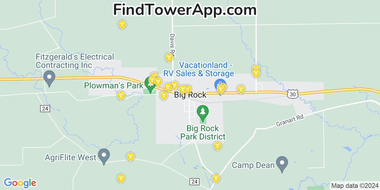 AT&T 4G/5G cell tower coverage map Big Rock, Illinois