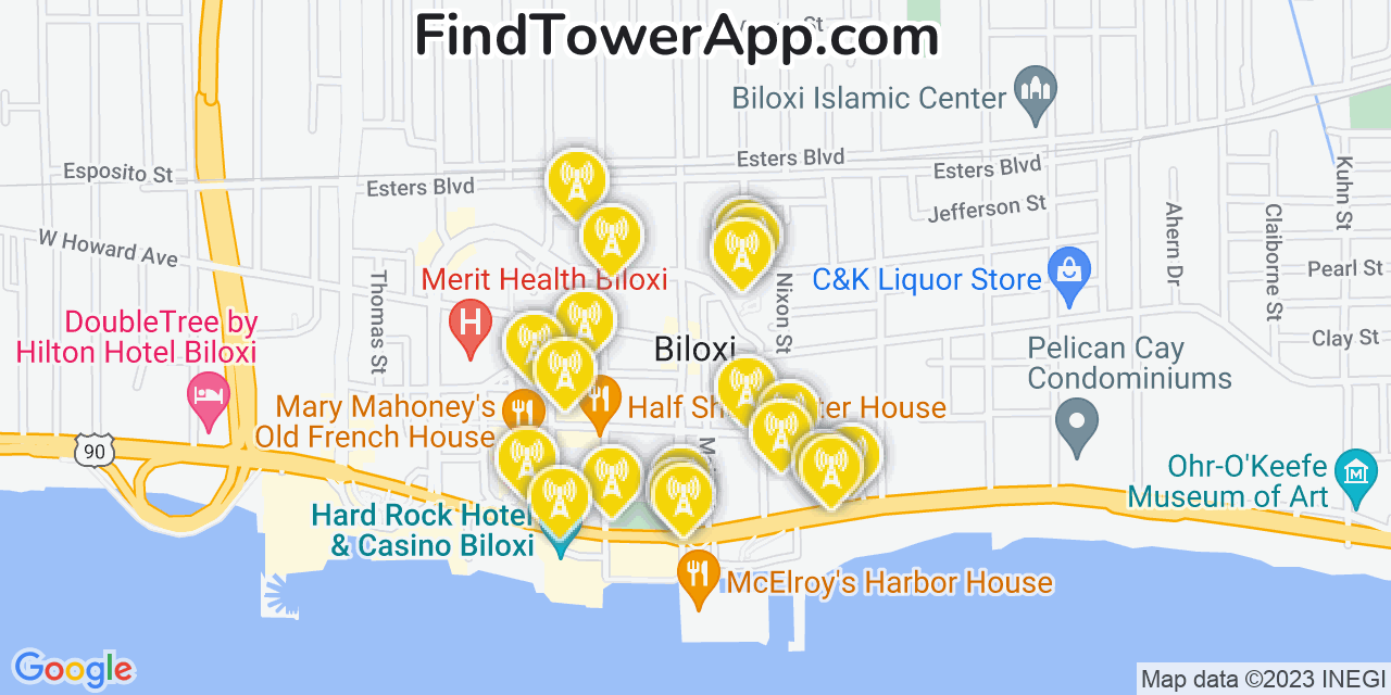 Biloxi Mississippi Cell Tower Coverage Map