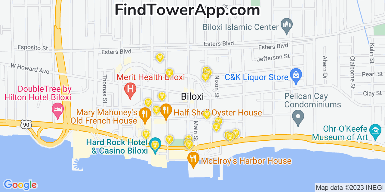 AT&T 4G/5G cell tower coverage map Biloxi, Mississippi