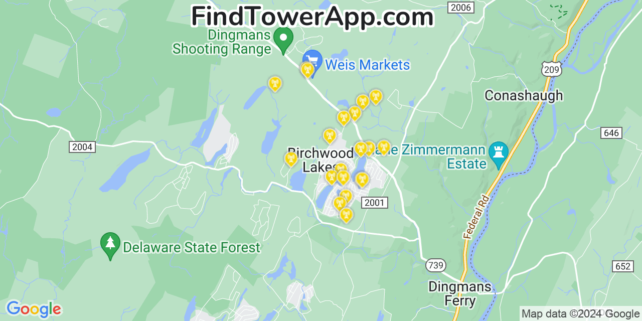 T-Mobile 4G/5G cell tower coverage map Birchwood Lakes, Pennsylvania